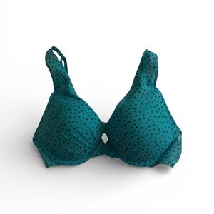 Victoria's Secret Very Sexy Blue and Black Polka Dot Bra with Matching Thong